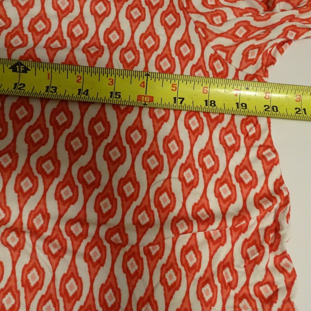 Chicos Women Red White Ikat Swing Tunic Top Size 2 L 12 Casual Scoop Neck - Picture 8 of 10